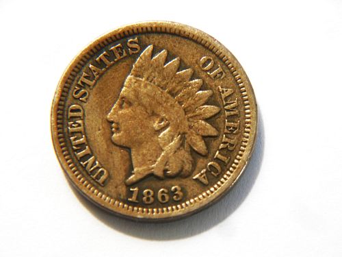 1863 Copper Nickel Indian Head Penny