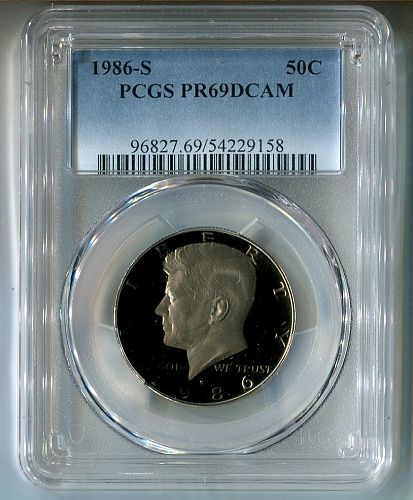 1986 - S  KENNEDY HALF DOLLAR  PCGS  -  PR 69 DCAM
