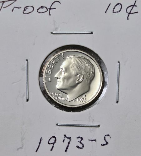 1968-1973 (S) Proof Roosevelt Dimes, 6 Ten-Cents Uncirculad US Coins, Consecutive 10c