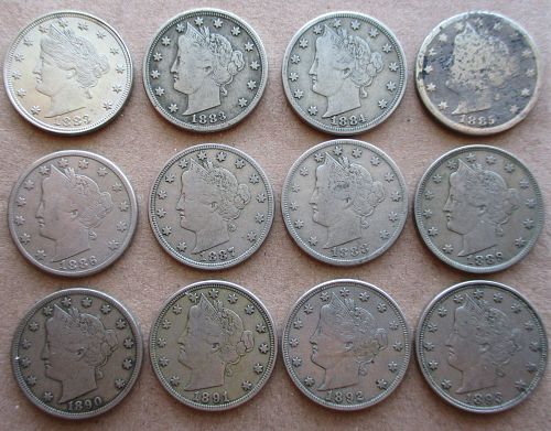 Complete 1883-1912 Liberty Head V Nickel 33 Coin Set ~ G-AU ~ Free Shipping