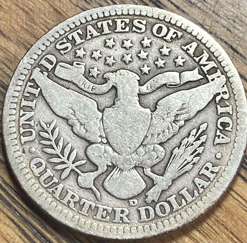1908D barber quarter dollar in VERY GOOD condition