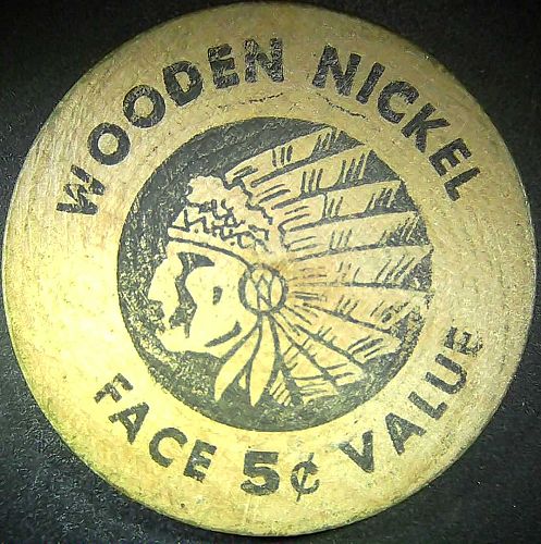 1969 Saranac Michigan Centennial Celebration Wooden Nickel Token 5c Trade Coin