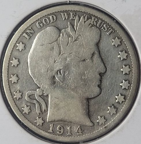 1914-S Barber Silver Half Dollar VG #01118