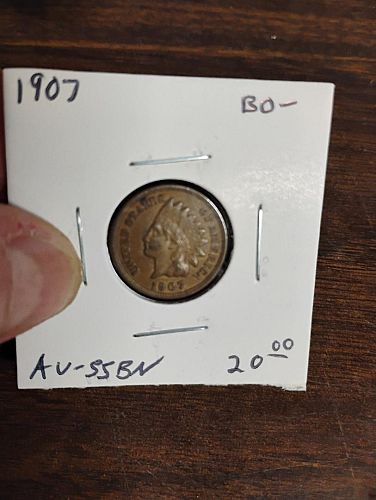 1907 INDIAN CENT AU-55 BROWN