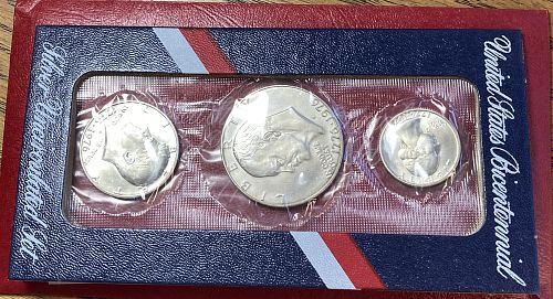 1976 S Uncirculated Mint Set Silver Clad 3 Coin Set Coin Value