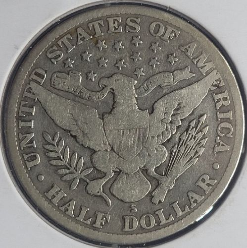 1914-S Barber Silver Half Dollar VG #01118