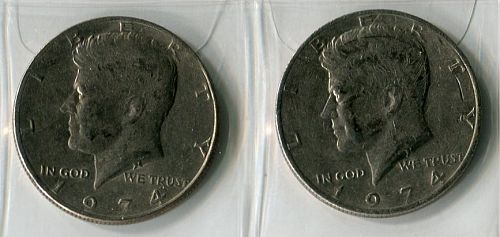 2 - 1974 - P  KENNEDY  HALF DOLLAR  -    FINE