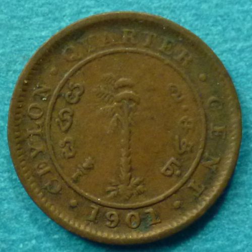 Ceylon Sri Lanka 1/4 Cent 1901 KM# 90