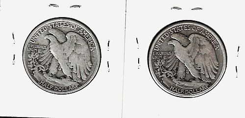 1937 D & 1941 S WALKING LIBERTY HALF DOLLARS***F***