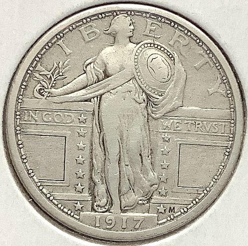 1917 Standing Liberty Quarter Type 1 - Dusty Choice Original Choice VF/XF