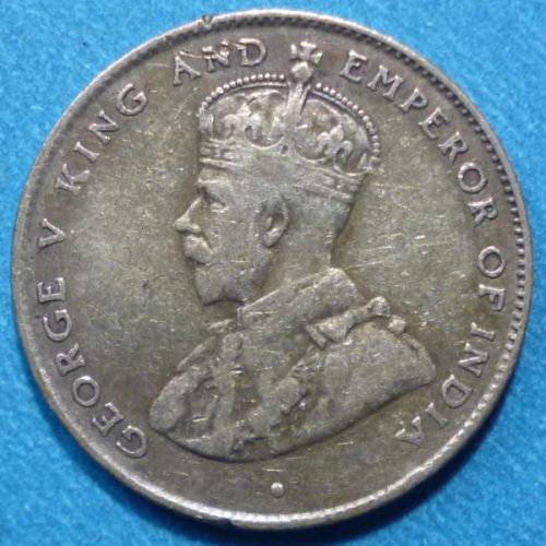 Ceylon Sri Lanka 50 Cents 1921 B KM# 109a Silver