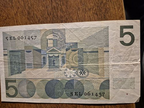 1966 Netherlands 5 Gulden Bank Note