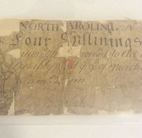 Rare 1754 Continental Currency-Only 30 Known Exist Of 4 Shillings North Carolina