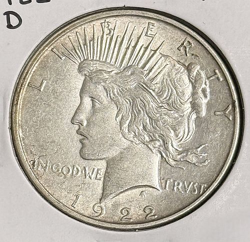 1922-D Peace Silver Dollar, Choice AU. (20974)