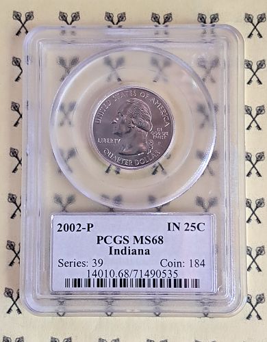 2002 Indiana Quarter PCGS MS 68 Flag Label with FREE 1/4 GOLDBACK*