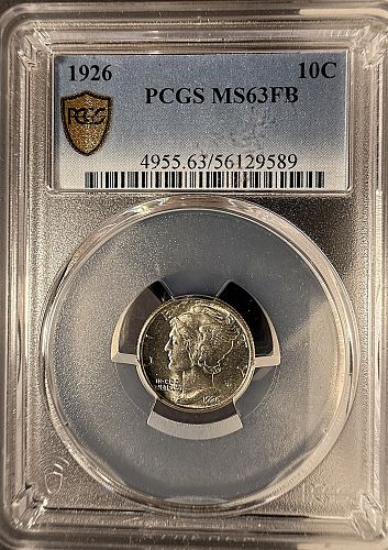 1926 Mercury Head Dime, MS63FB NGC. (20825)