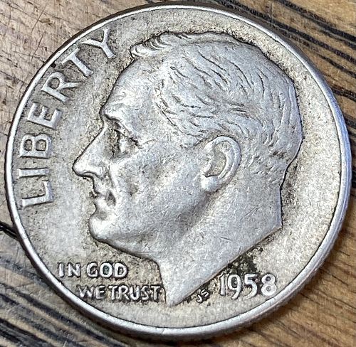 1958D Roosevelt dime in EXTREMELY FINE condition