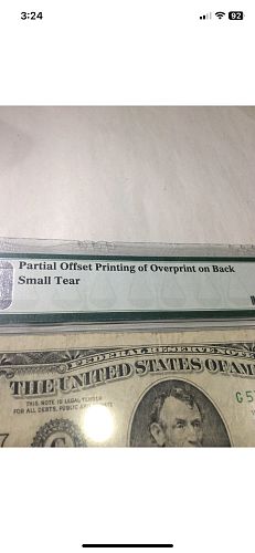 Major Error Serial Number & Reserve Seal On Back Of Note- PMG 1988 $5 Offset Printing