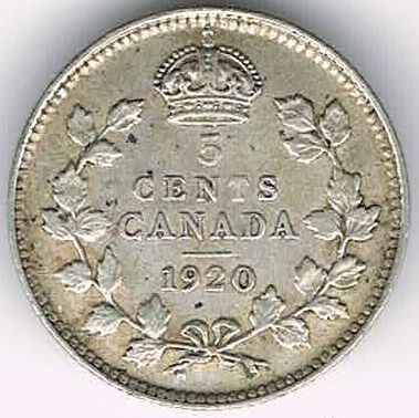 5 Cents - George V, Canada, 1920