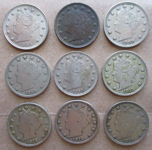 Complete 1883-1912 Liberty Head V Nickel 33 Coin Set ~ G-AU ~ Free Shipping