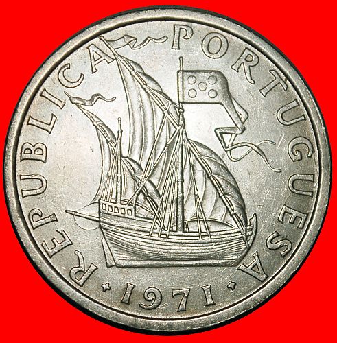 Ⰺ 25 SILVER BEZANTS (1971-1974): PORTUGAL ★ 10 ESCUDOS 1971 SHIP! MINT LUSTRE!