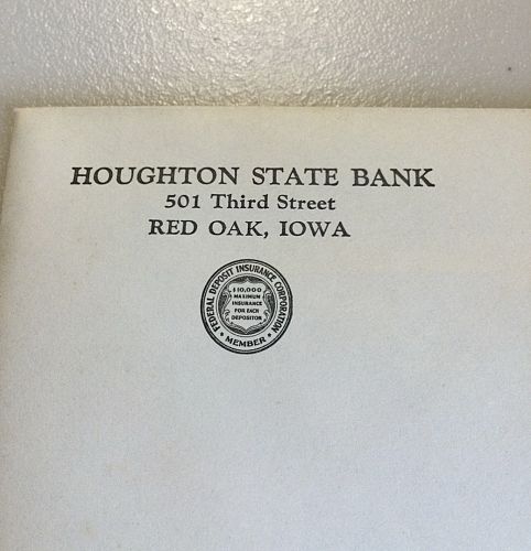Old Unsearched US BankNotes 1900s Houghton State Bank of Iowa Sealed Envelope