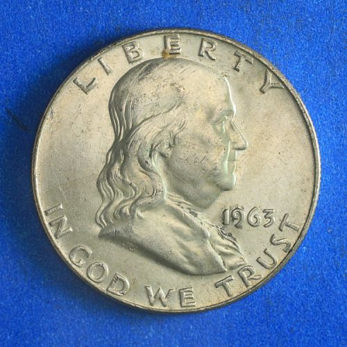 1963 D  AU Franklin Half Dollar