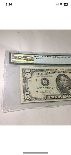 Major Error Serial Number & Reserve Seal On Back Of Note- PMG 1988 $5 Offset Printing