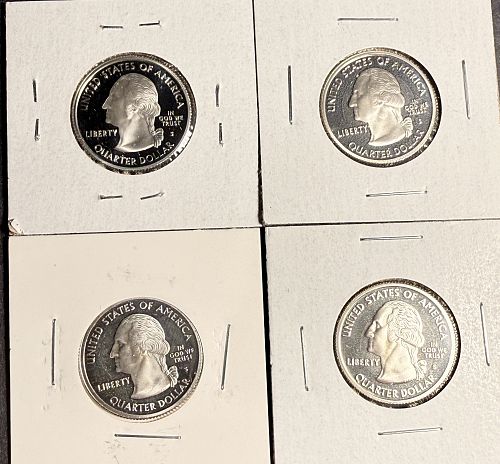 Proof Silver Statehood Quarter Lot, 4Pcs, $1.00 Face Value (18523)