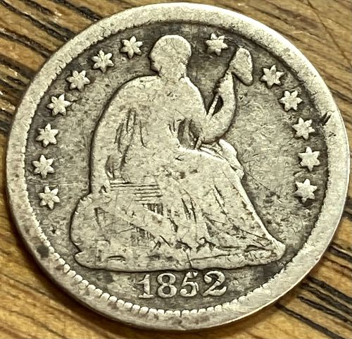 1852 half dime in FINE condition