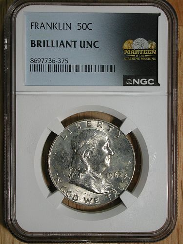 1962d Franklin Half Dollar NGC graded Brilliant UNC NICE !
