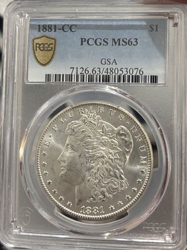 1881 CC Morgan Dollars PCGS MS 63