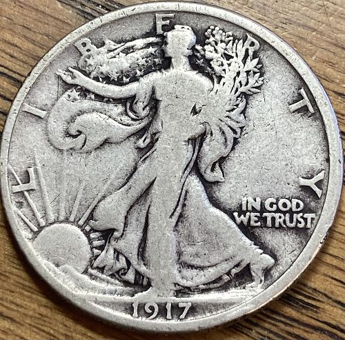 1917 walking liberty half dollar in VERY GOOD condition good looking coin!