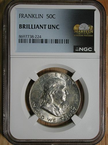 1962d Franklin Half Dollar NGC graded Brilliant UNC NICE !