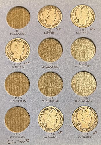 Lot of 5 Different Barber Half Dollars, G-VG at GS Bid (22001)