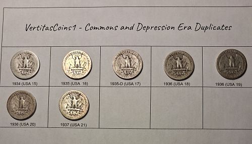7-Coin 90% Silver Wash Quarter Lot - Approx. gross weight 1.355 ozt. - FREE SHIPPING!