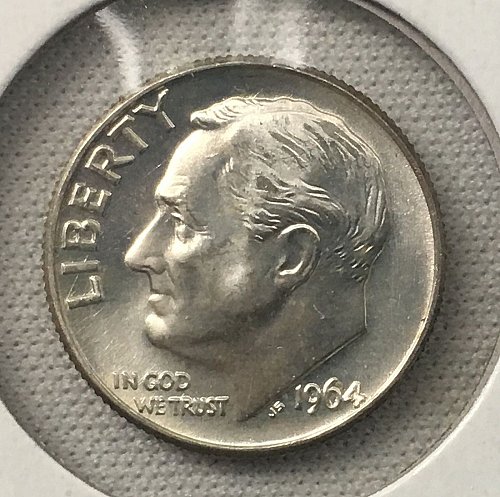 1964 D Roosevelt Dime From Roll BU/MS-65