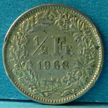 Switzerland 1/2 Franc 1968 km 23a.1