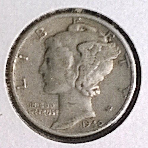 1940 P Winged Liberty Head Dime - Free Shipping for additional coins purchased on same invoice.