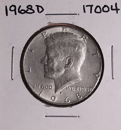 1968 D KENNEDY 40% SILVER HALF DOLLAR  #17004  FREE SHIPPING