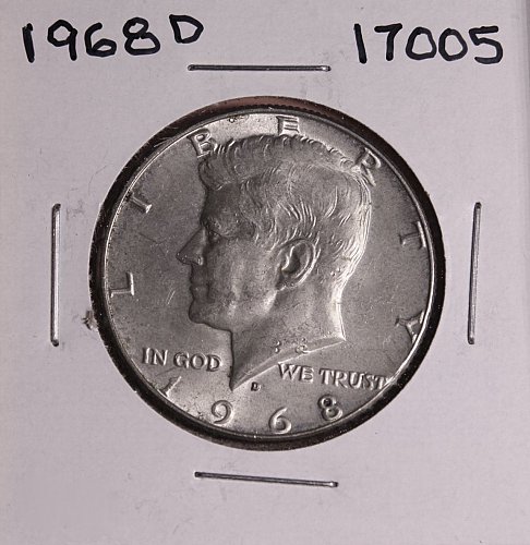 1968 D KENNEDY 40% SILVER HALF DOLLAR  #17005