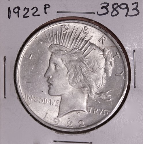1922 P PEACE SILVER DOLLAR AU+ #3893