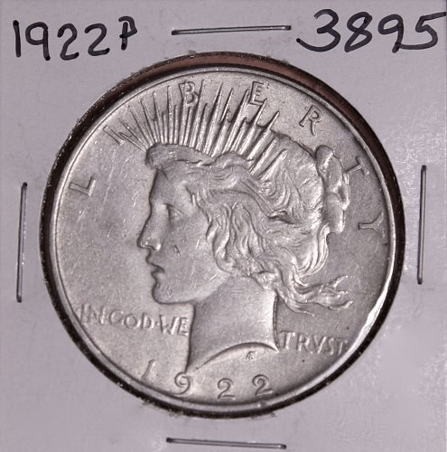 1922 P PEACE SILVER DOLLAR AU+ #3895
