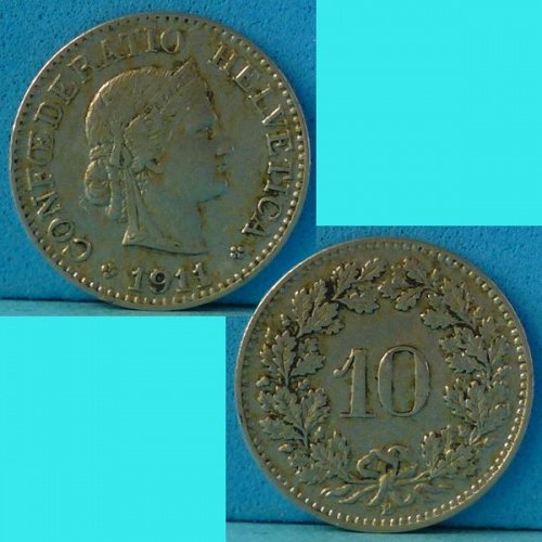 Switzerland 10 Rappen 1911 km 27