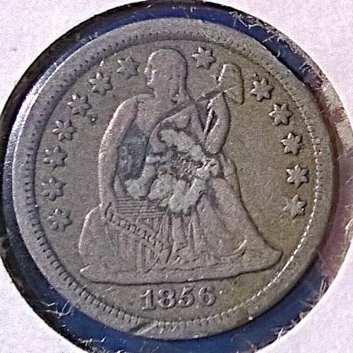 1856 P Seated Liberty Dime Small Date - Damaged Coin "Love Token" on Reverse