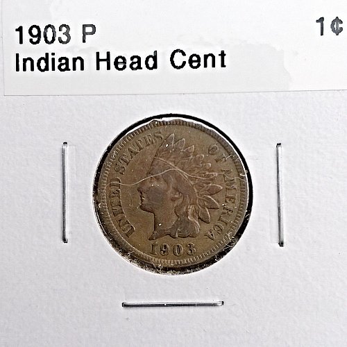 1903 P Indian Head Cent - Free Shipping for additional coins purchased on same invoice.