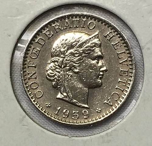 1959 B Switzerland 20 Rappen