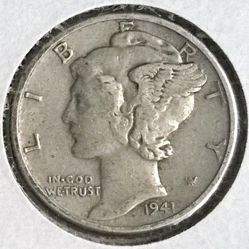 1941 P Winged Liberty Head Dime - Free Shipping for additional coins purchased on same invoice.