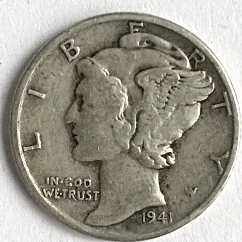 1941 P Winged Liberty Head Dime - Free Shipping for additional coins purchased on same invoice.
