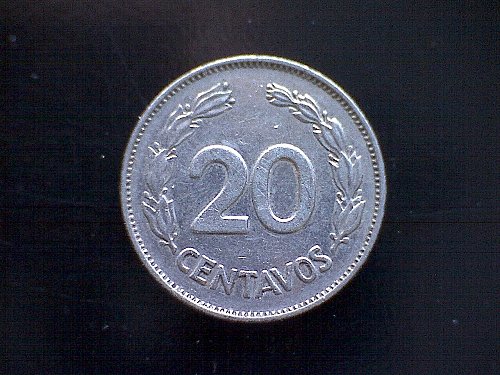 1972 ECUADOR  TWENTY CENTAVOS